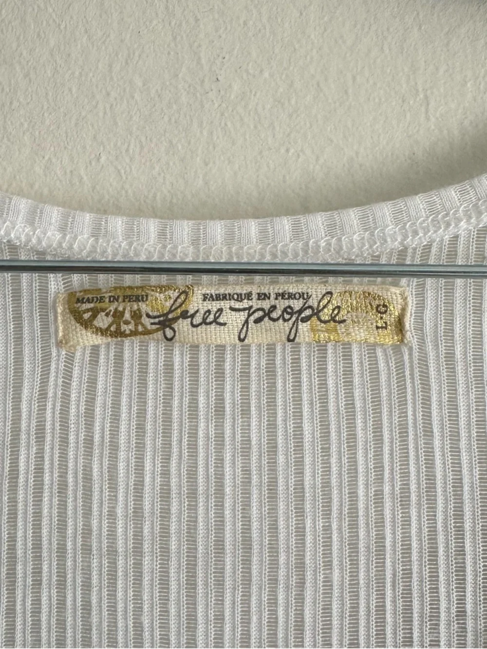Free People White Ribbed Long Sleeve